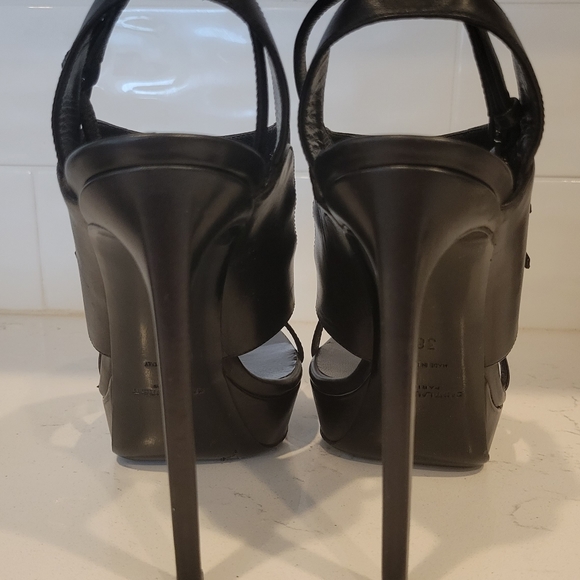 Saint Laurent Black Leather Buckle Strap Platforms US 8 (EU 38) - Picture 3 of 12